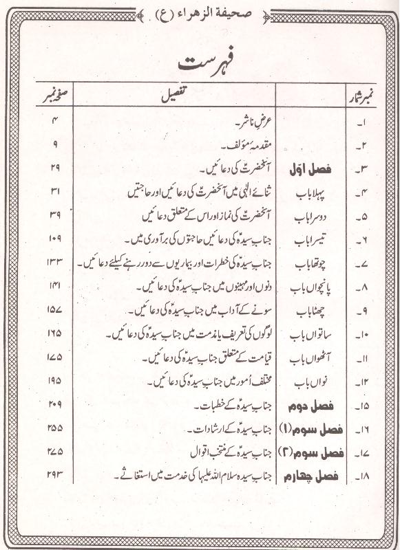 Sahifa tul Zahra as | صحیفہ زہرا ع