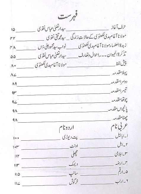 Tazkaratul Haivaan | تذکرۃ الحیوان