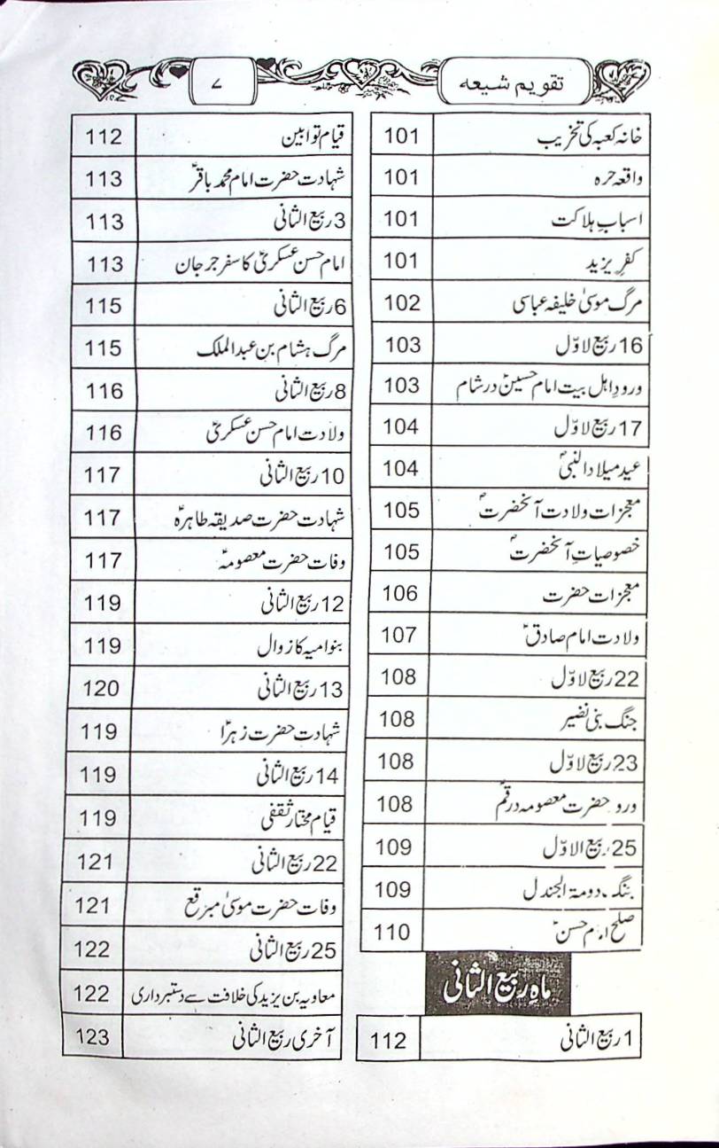 Shion ky 365 Din (Taqveem e Shia) |  شیعوں کے 365 دن (تقویم شیعہ)